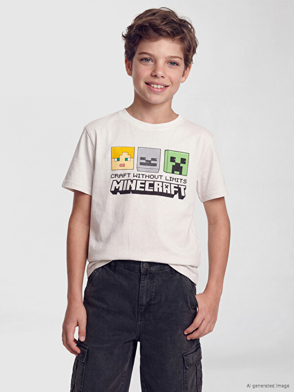 LCW Kids Minecraft Baskılı Erkek Çocuk Tişört