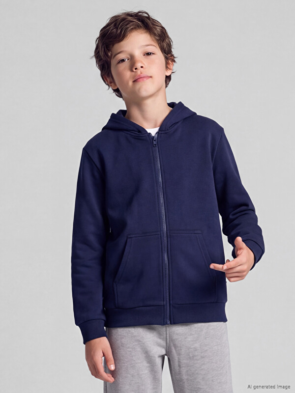 LCW Kids Hooded Thick Boys' Zippered Sweatshirt