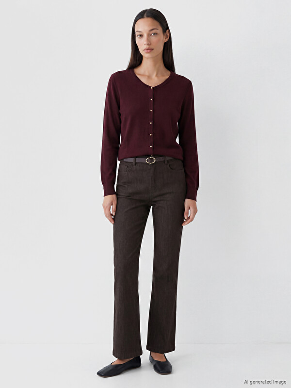 LCW EVERYDAY Crew Neck Women's Knitwear Cardigan