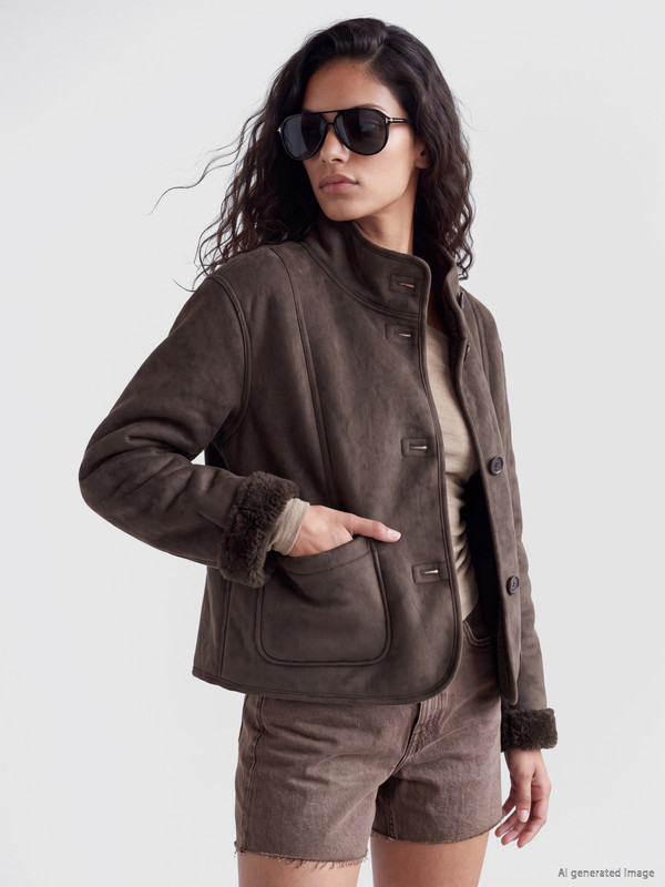 XSIDE Oversize Kadın Süet Görünümlü Mont
