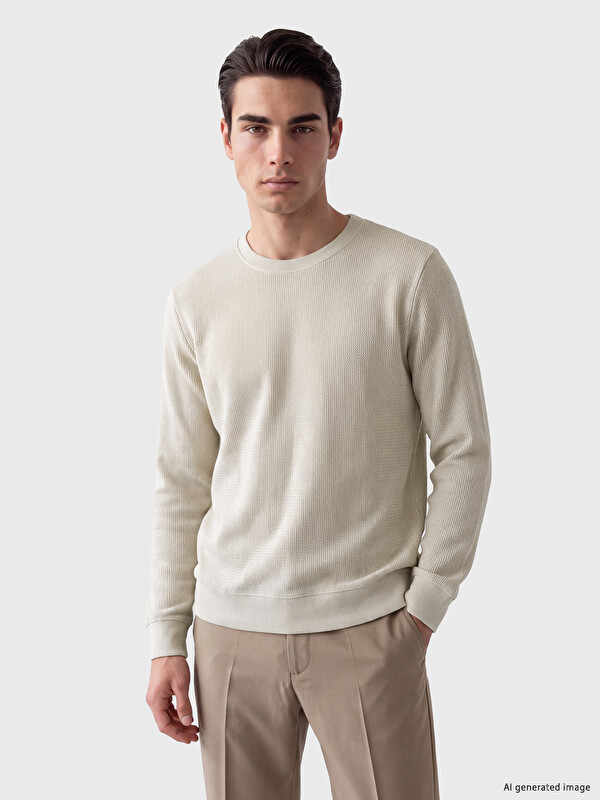 LCWAIKIKI Classic Bisiklet Yaka Erkek Sweatshirt