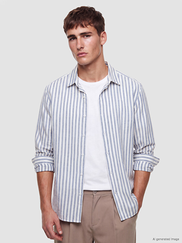 LCW Vision Regular Fit Striped Dobby Men's Shirt