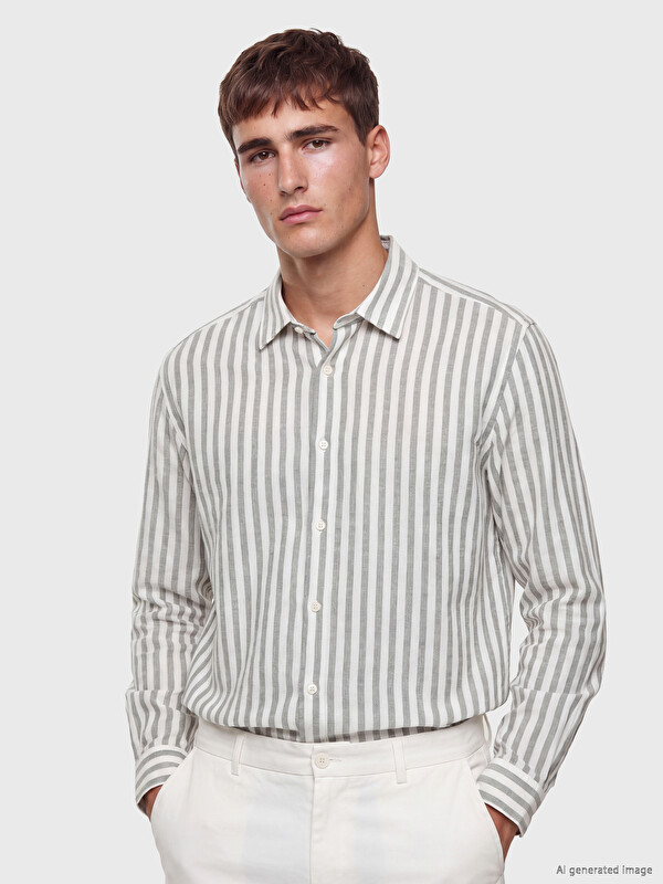 LCW Vision Regular Fit Striped Dobby Men's Shirt