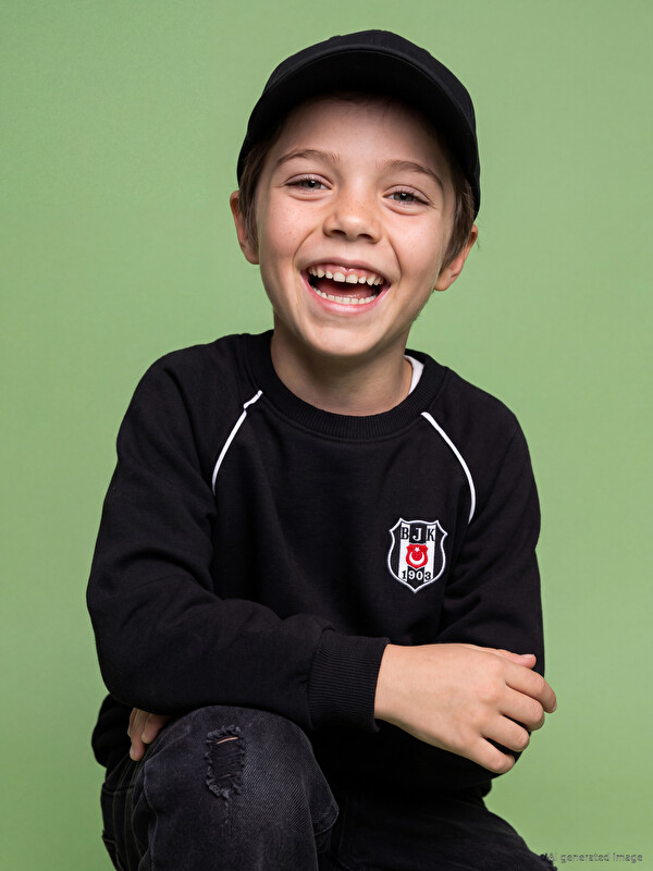 LCW Kids Bisiklet Yaka Beşiktaş Nakışlı Erkek Çocuk Sweatshirt