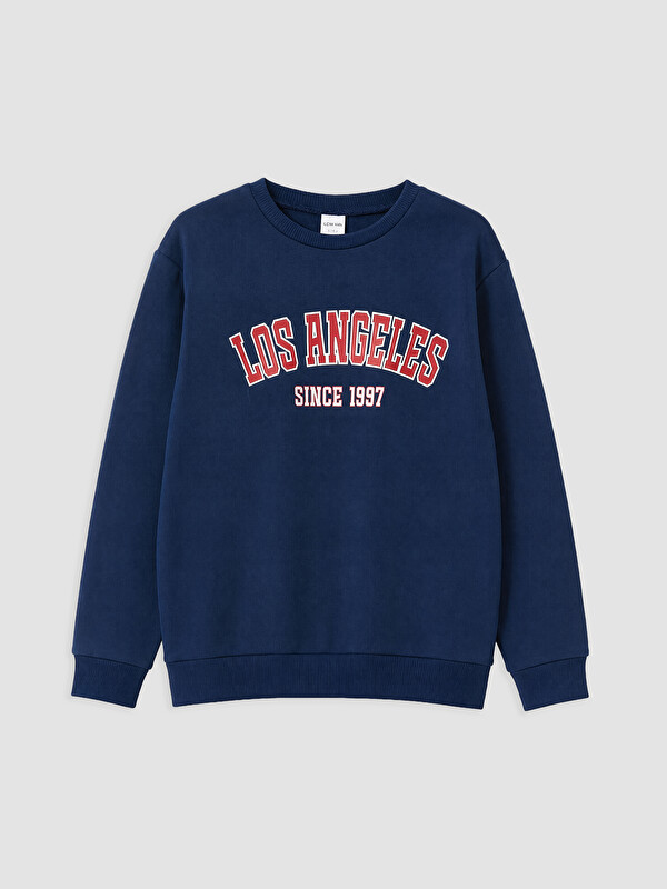 LCW Kids Los Angeles Baskılı Erkek Çocuk Kalın Sweatshirt