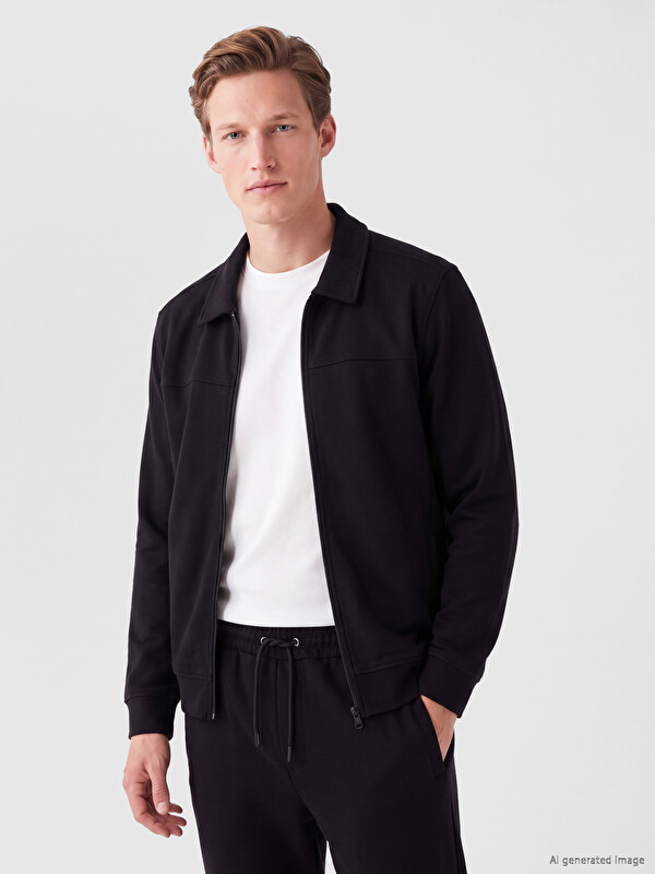 SOUTHBLUE Man Black Zip-Up Sweatshirt