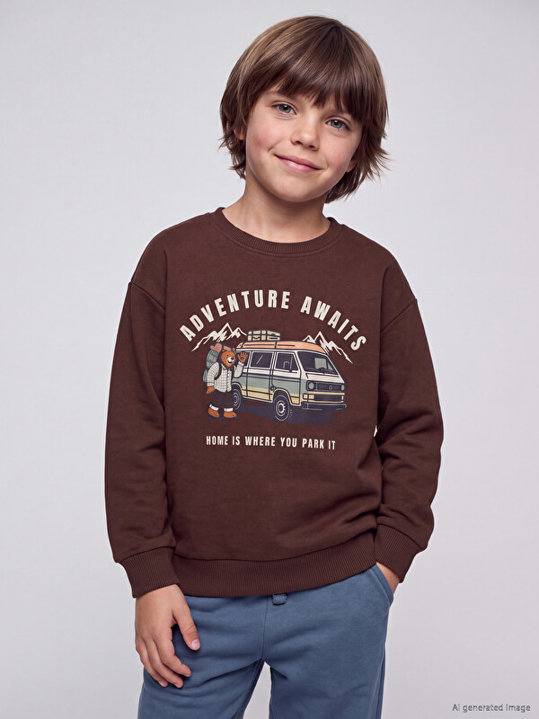 LCW Kids Baskılı Erkek Çocuk Kalın Sweatshirt