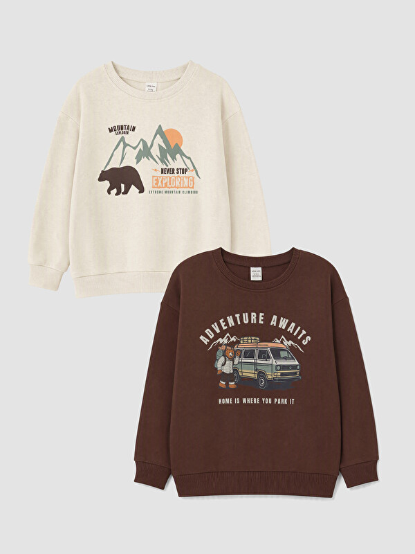 LCW Kids Baskılı Erkek Çocuk Kalın Sweatshirt