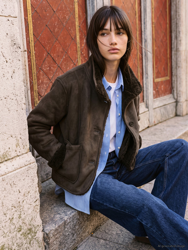 XSIDE Mock Neck Suede Look Women's Coat