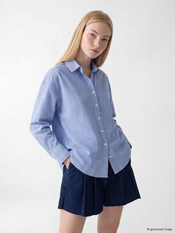 XSIDE Striped Oversize Poplin Women's Shirt