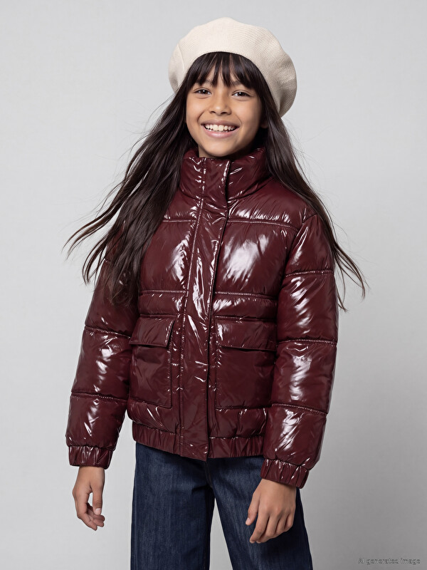 LCW Kids Shiny Look Girls' Water Repellent Puffer Coat