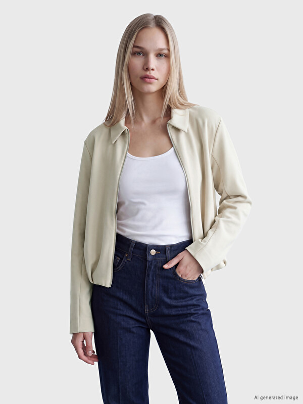 LCW Vision Shirt Collar Soft Touch Women's Jacket