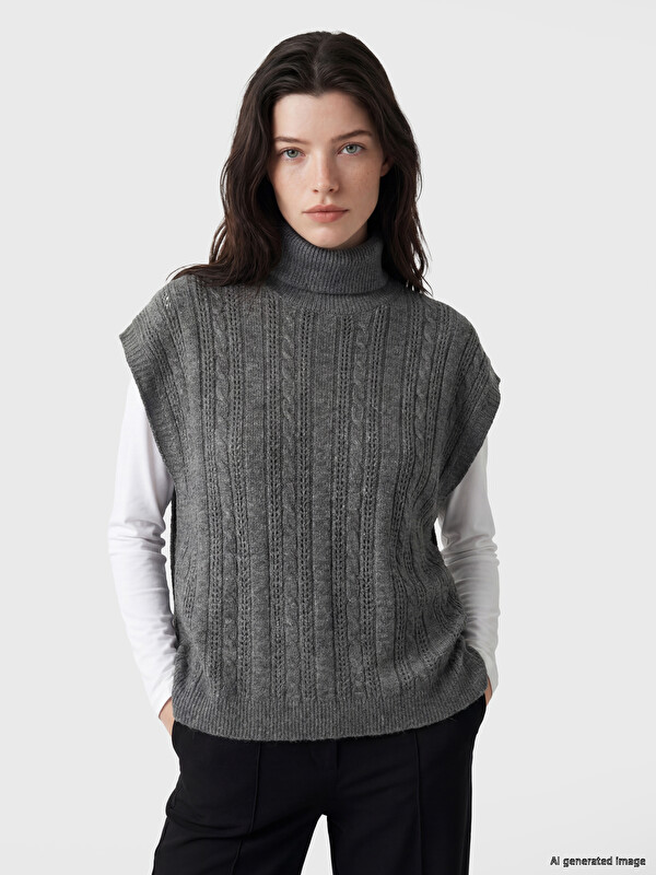 LCW Comfort Rollkragen Damen Strickpullover Pullunder