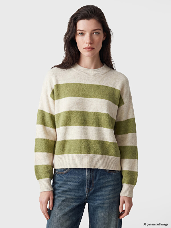 LCW Comfort Striped Wool Blended Women's Knitwear Sweater
