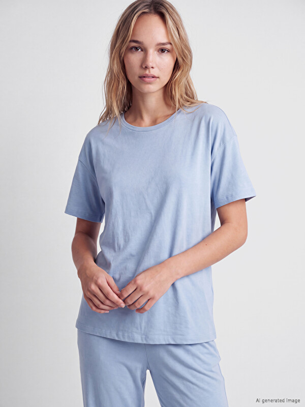 LCW DREAM Bisiklet Yaka Kadın Pijama Üst