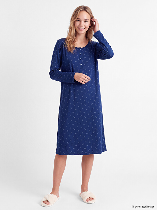 LCW DREAM Crew Neck Patterned Women's Nightdress