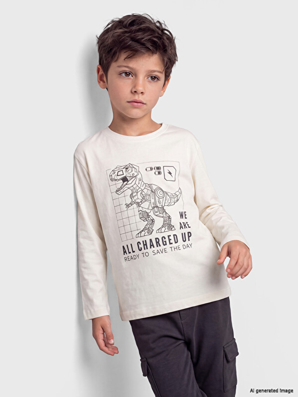LCW Kids Crew Neck Printed Boys' T-Shirt