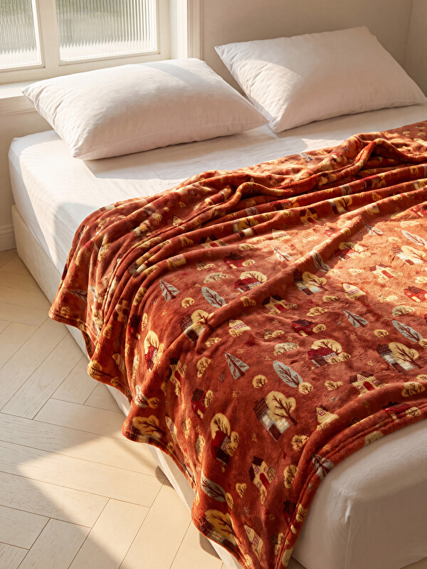LCW HOME Yaprak Desenli Çift Kişilik Battaniye