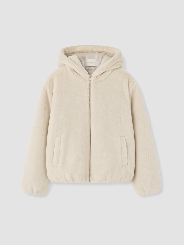 LCW Kids Hooded Girls' Faux Fur Coat
