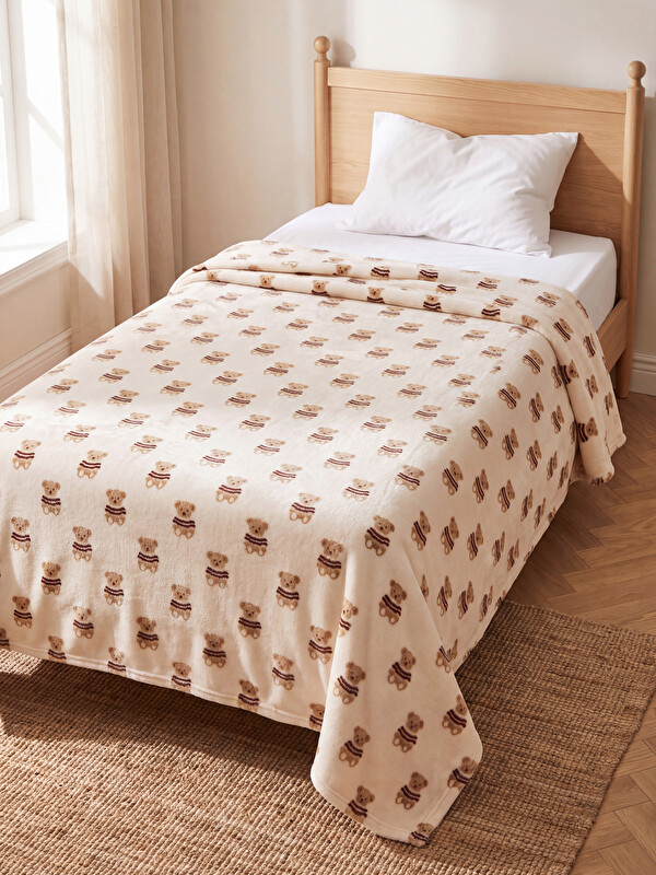 LCW HOME Ayı Desenli Tek Kişilik Battaniye 150x220 Cm