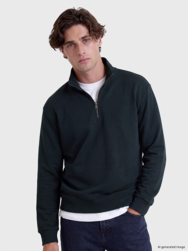 LCW Vision Mock Neck Men's Thick Sweatshirt