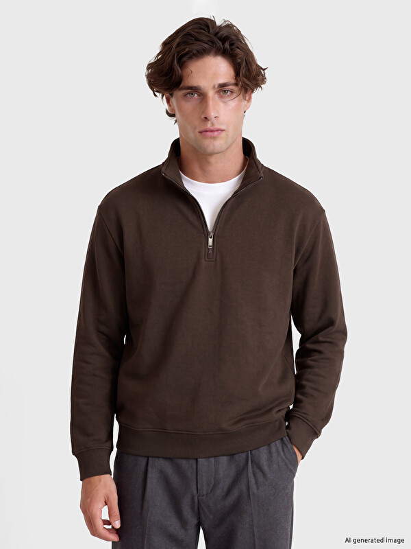 LCW Vision Mock Neck Men's Thick Sweatshirt