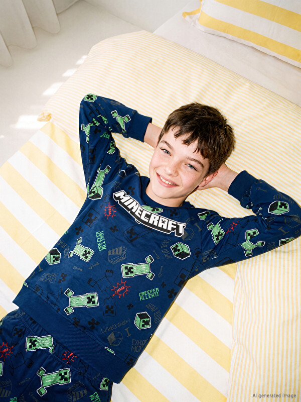 LCW Kids Minecraft printani pidžama set za dječake
