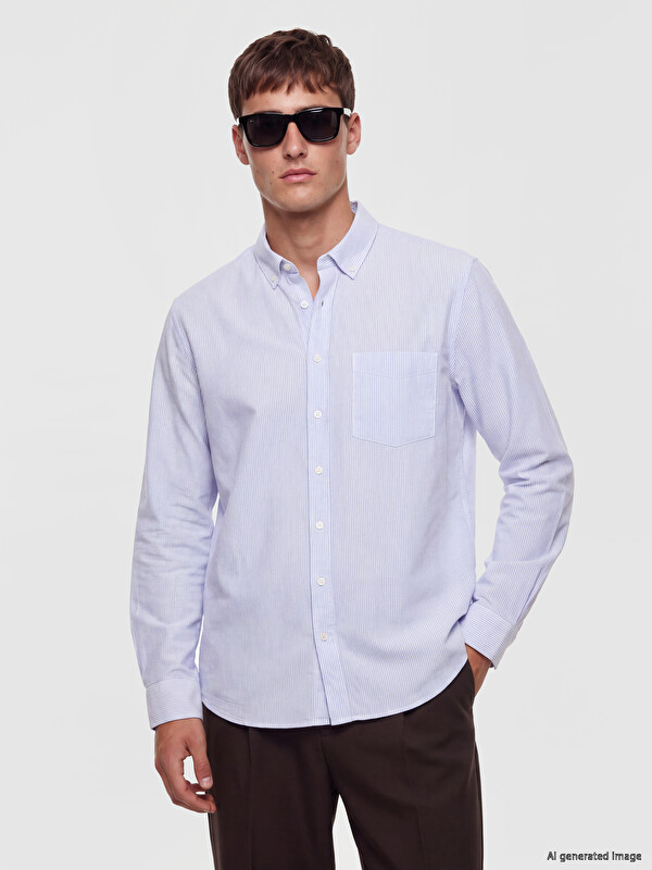 LCW Vision Regular Fit Çizgili Erkek Gömlek