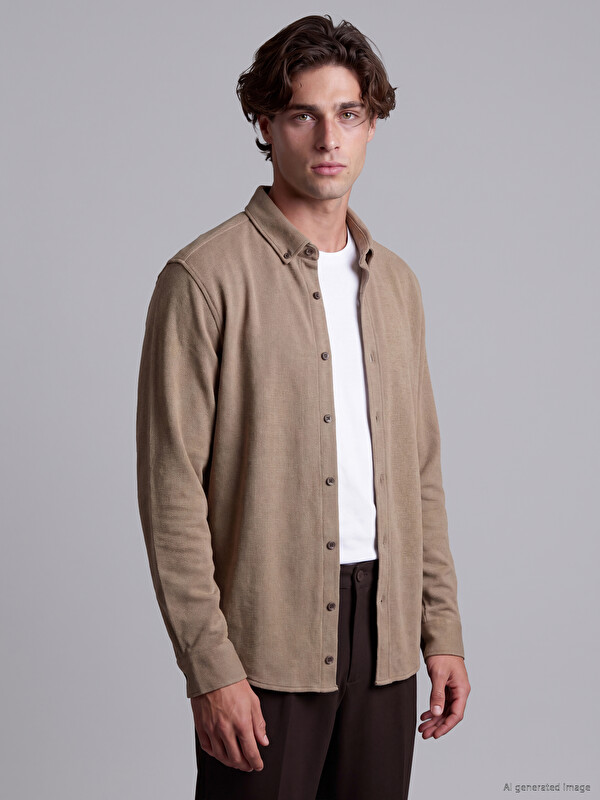LCW Vision Slim Fit Erkek Dokulu Gömlek