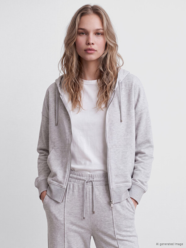 LC WAIKIKI Hooded Women's Zippered Sweatshirt