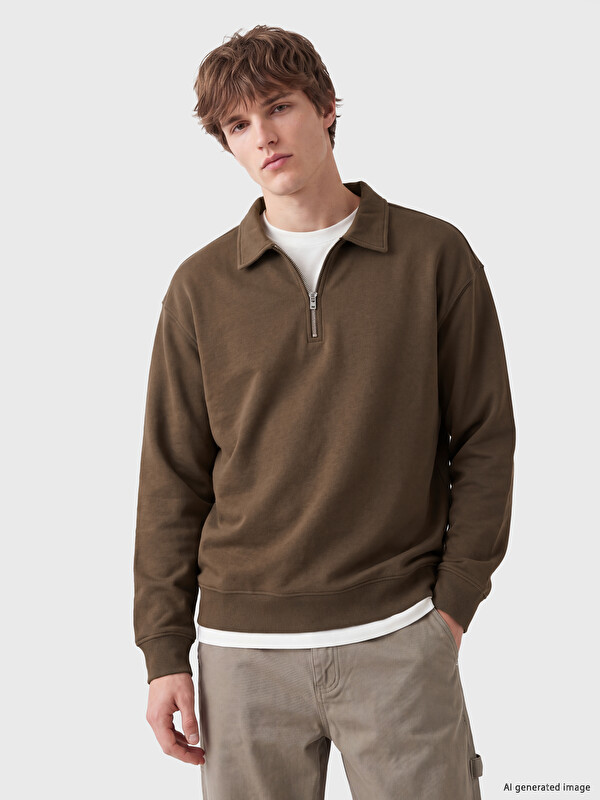 XSIDE Polo Collar Men's Thick Sweatshirt