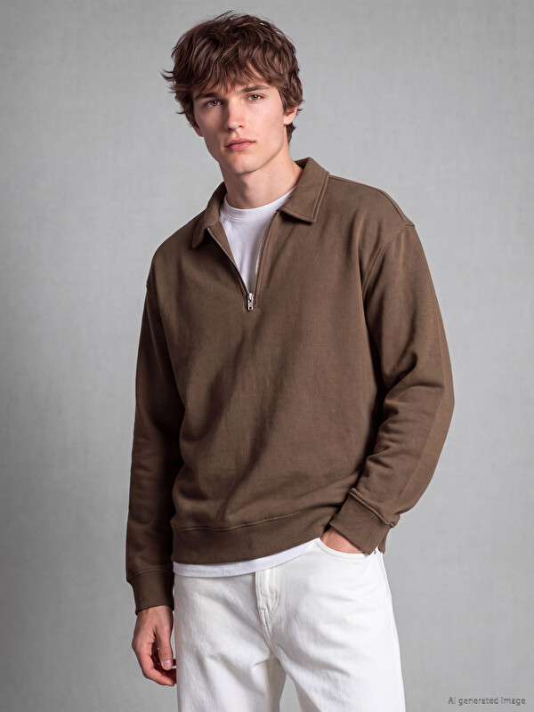 XSIDE Polo Collar Men's Thick Sweatshirt