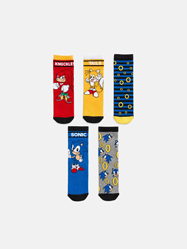 LCW Kids Sonic Baskılı Erkek Çocuk Soket Çorap 5'li Paket