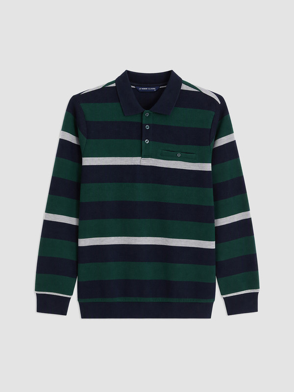 LCWAIKIKI Classic Polo Collar Striped Men's Sweatshirt