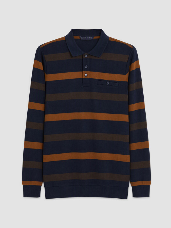 LCWAIKIKI Classic Polo Yaka Çizgili Erkek Sweatshirt