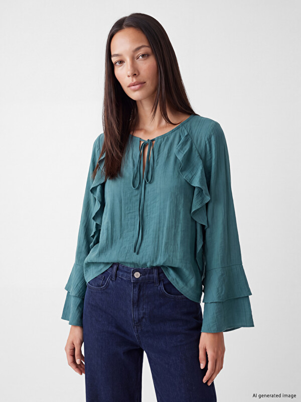 LCWAIKIKI Classic Tie Neck Ruffled Blouse