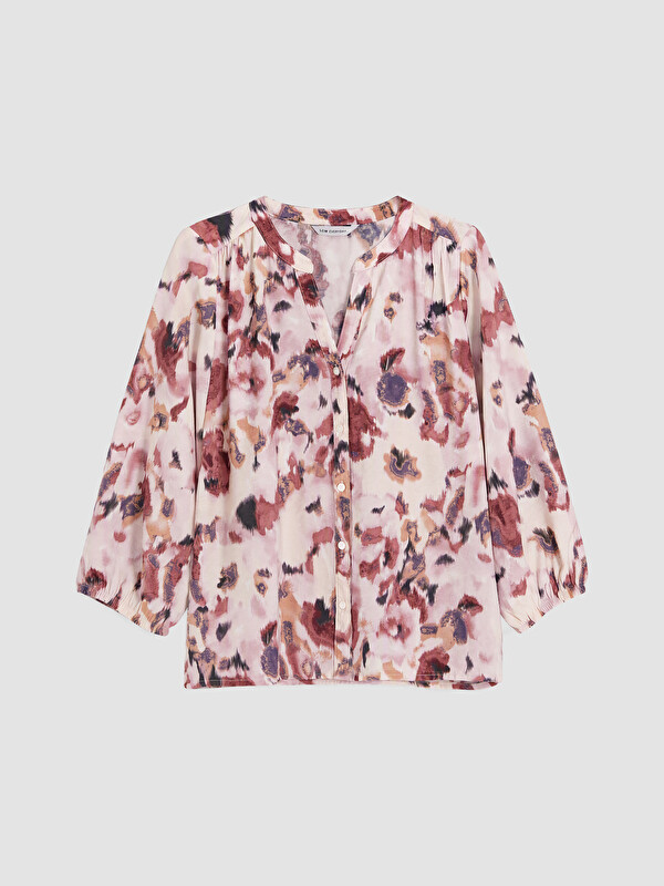 LCWAIKIKI Classic Grandad Collar Patterned Blouse