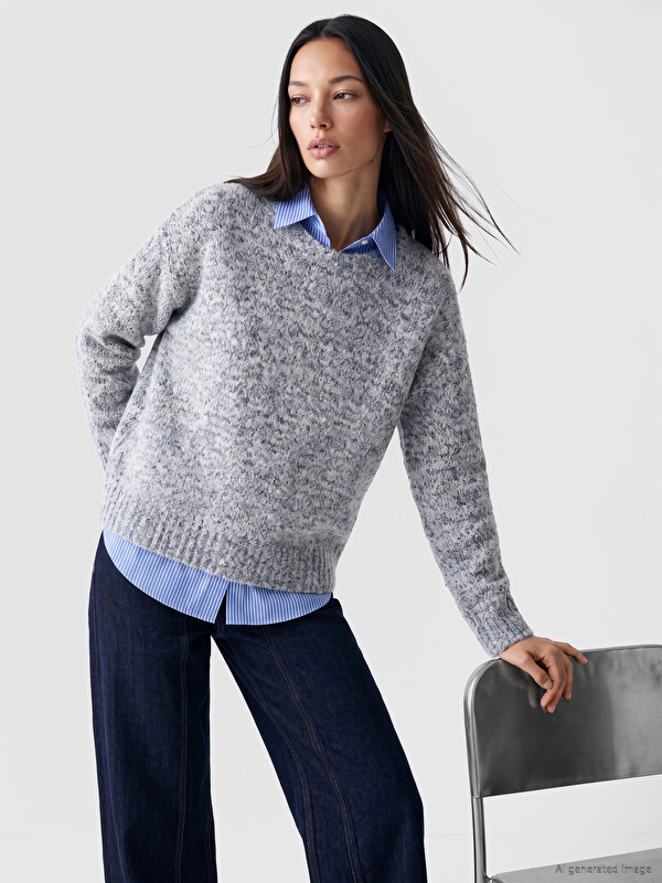 LCW EVERYDAY Crew Neck Oversize Women's Knitwear Sweater