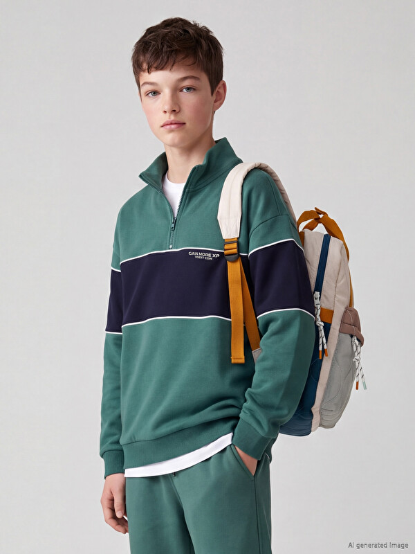 LCW Kids Mock Neck Boys' Thick Sweatshirt