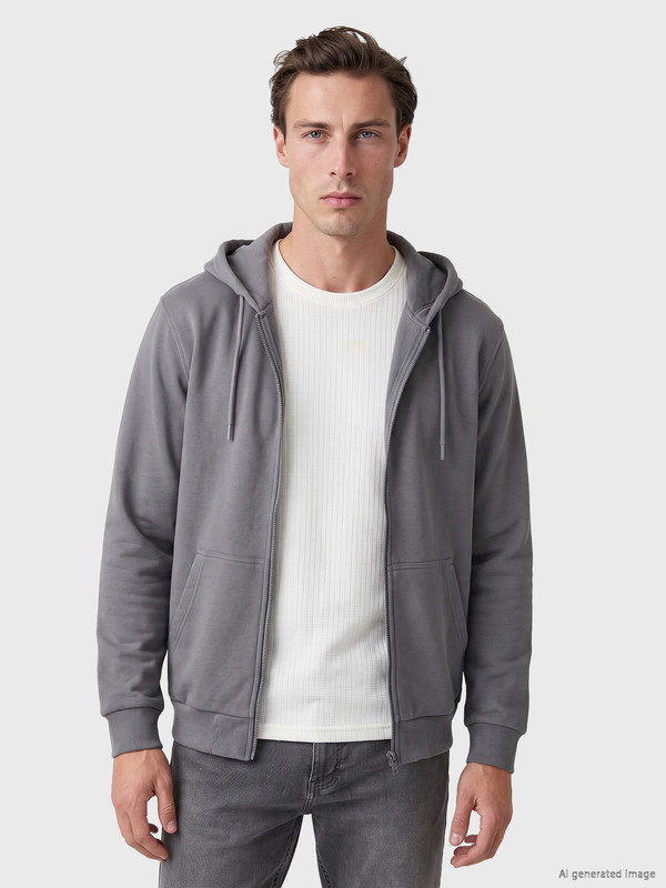 LC WAIKIKI Kapüşonlu Erkek Fermuarlı Sweatshirt