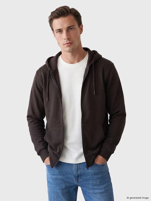 LC WAIKIKI Kapüşonlu Erkek Fermuarlı Sweatshirt