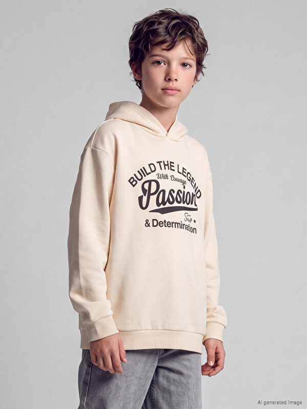 LCW Kids Baskılı Erkek Çocuk Kalın Sweatshirt
