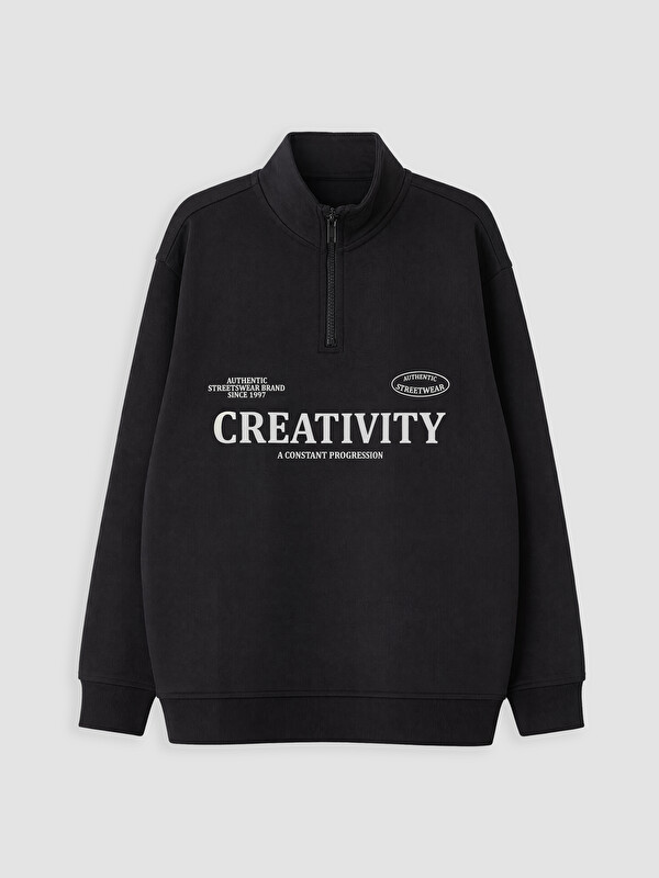 LCW Kids Dik Yaka Baskılı Erkek Çocuk Kalın Sweatshirt