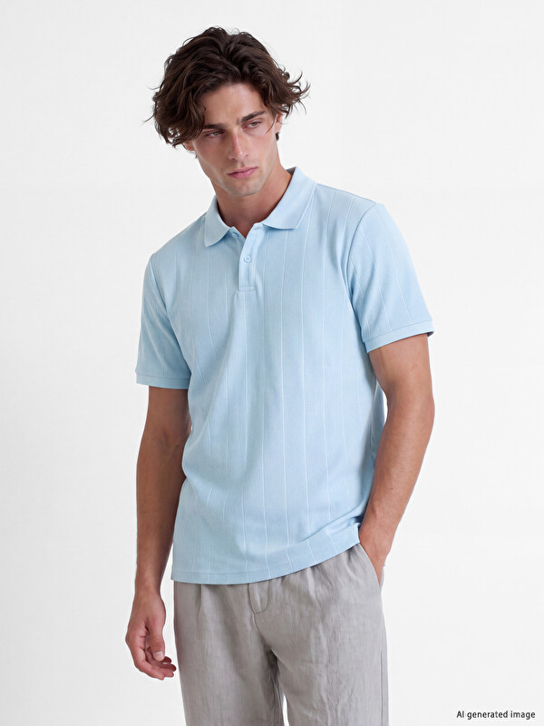 LCW Vision Polo Collar Ribbed Fabric Men's T-Shirt