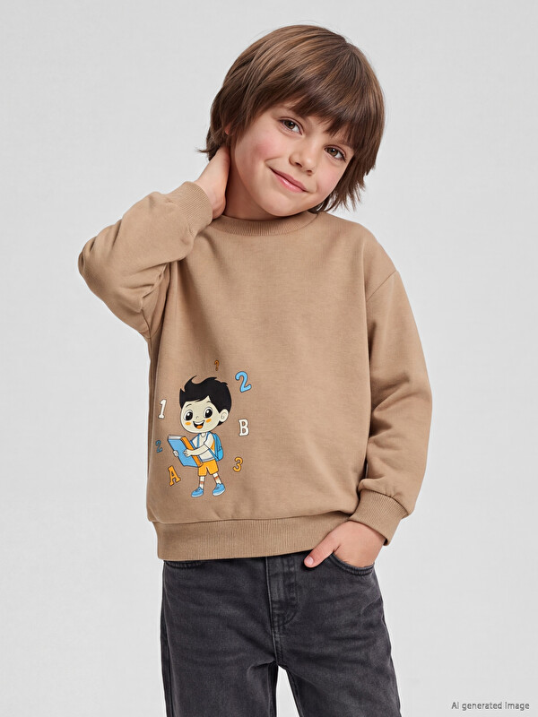 LCW Kids Baskılı Erkek Çocuk Sweatshirt