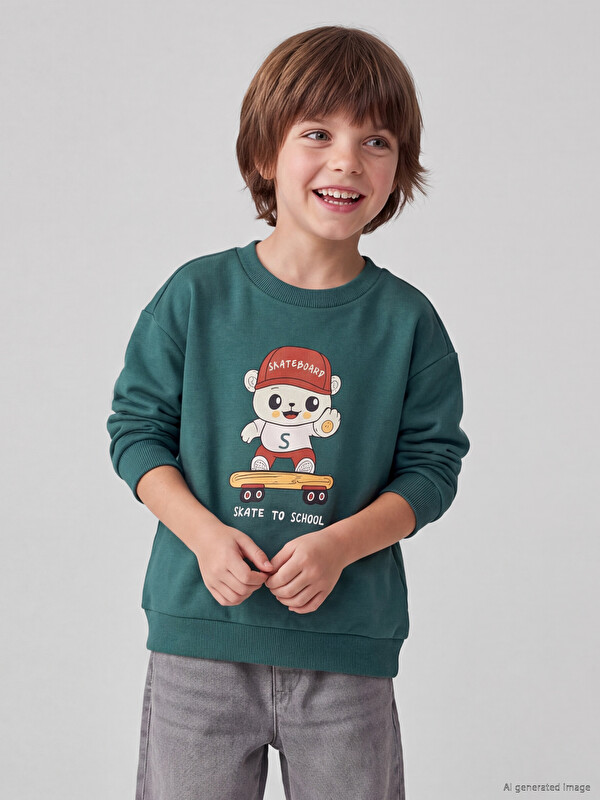 LCW Kids Baskılı Erkek Çocuk Sweatshirt