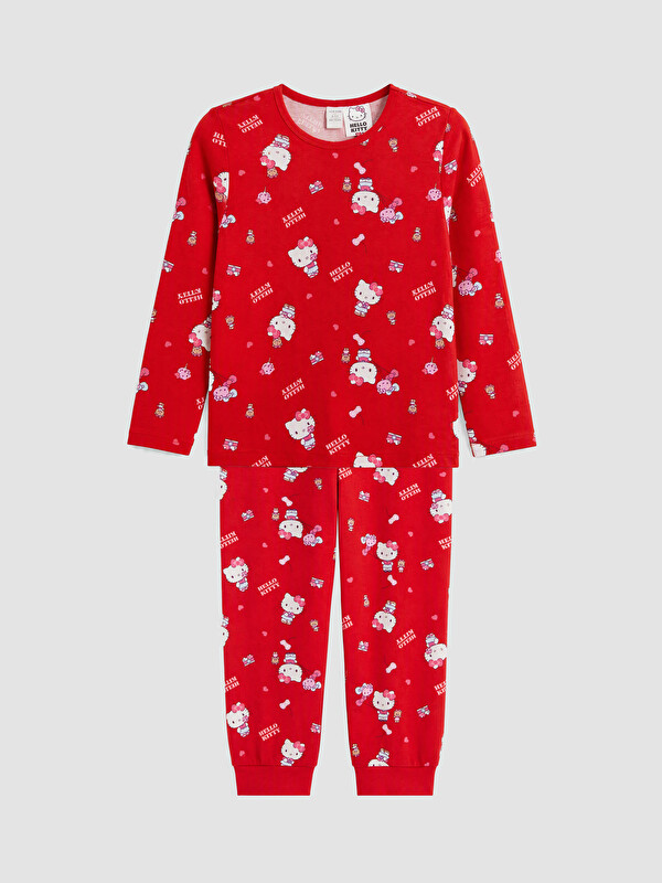 LCW Kids Hello Kitty pidžama set za djevojčice s okruglim izrezom