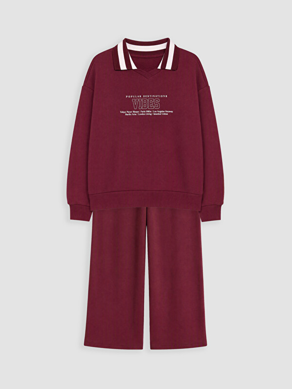 LCW Kids Polo Yaka Baskılı Kız Çocuk Takım