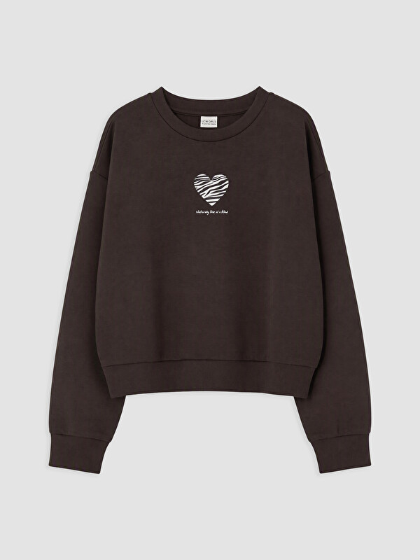 LCW Kids Baskılı Kız Çocuk Soft Touch Sweatshirt