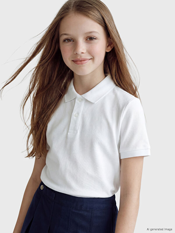 LCW Kids Polo Yaka Kız Çocuk Pike Tişört